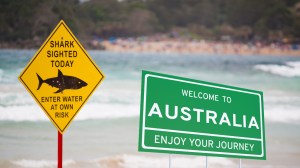 Shark warning sign at an Australian beach