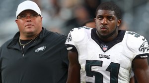 Eagles security chief Dom "Big Dom" DiSandro and Emmanuel Acho
