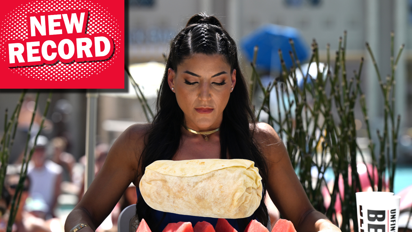 Competitive speed eater Leah Shutkever sets new burrito world record for fastest burrito ever eaten