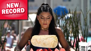Competitive speed eater Leah Shutkever sets new burrito world record for fastest burrito ever eaten