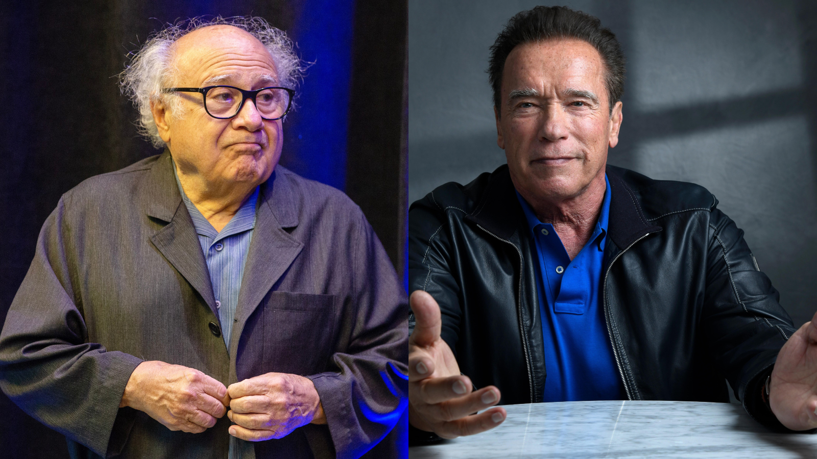 Celebrity lookalikes Danny DeVito and Arnold Schwarzenegger