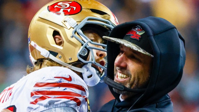 49ers TE George Kittle and Kyle Shanahan