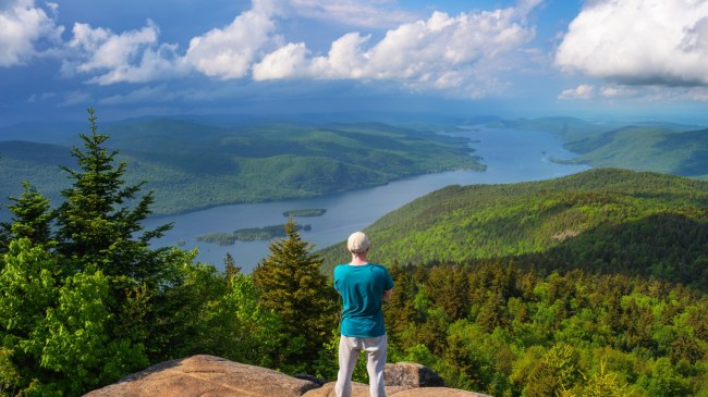 Hiker at Lake George in New York