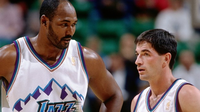 Utah Jazz stars Karl Malone and John Stockton