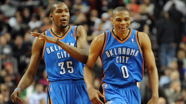 Kevin Durant and Russell Westbrook on the Thunder