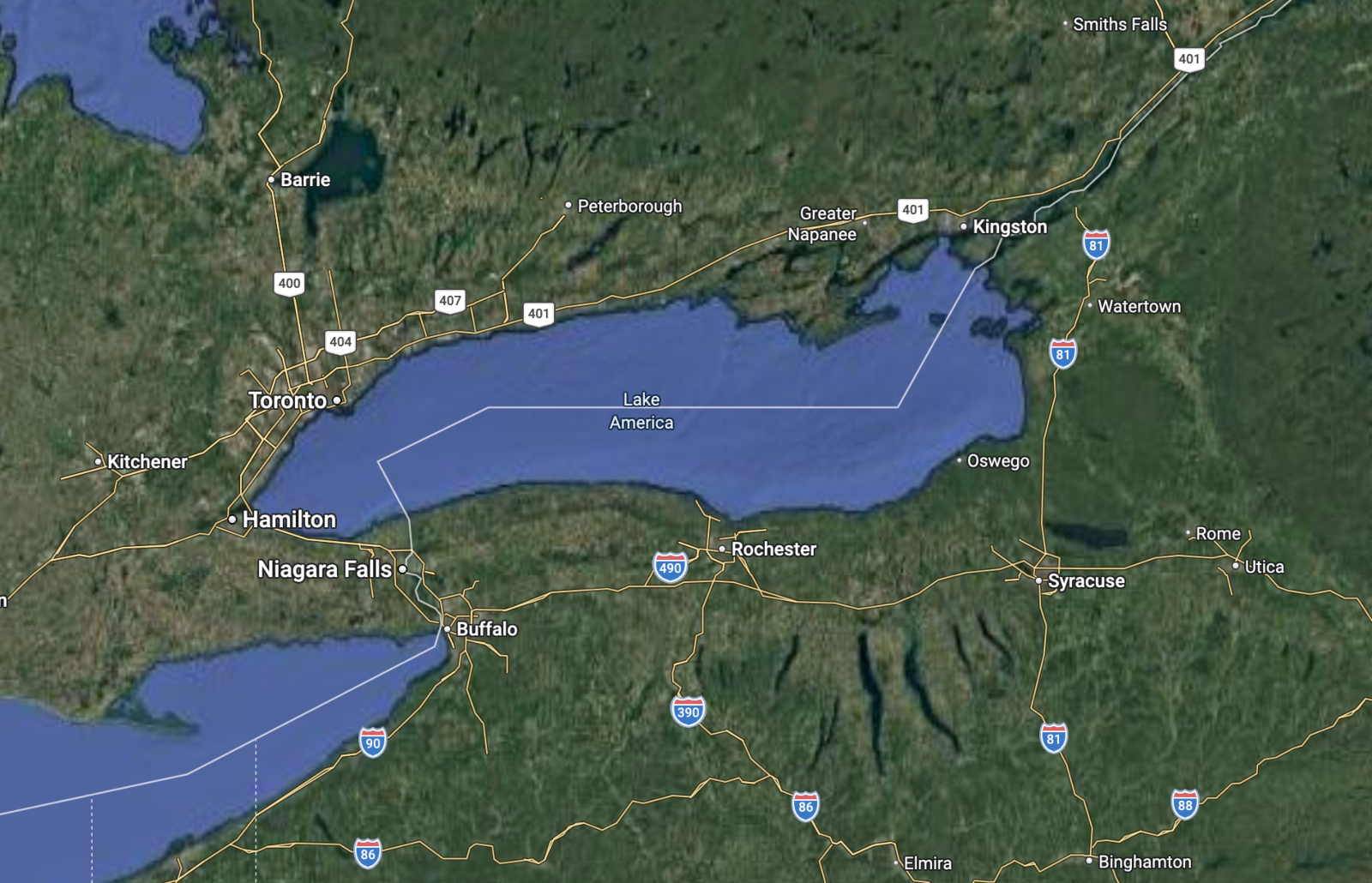 Lake America on Google Maps