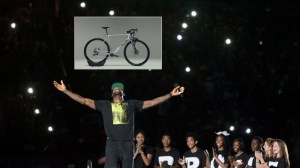 NBA legend LeBron James looking at his new custom-built Canyon bikes gravel bike