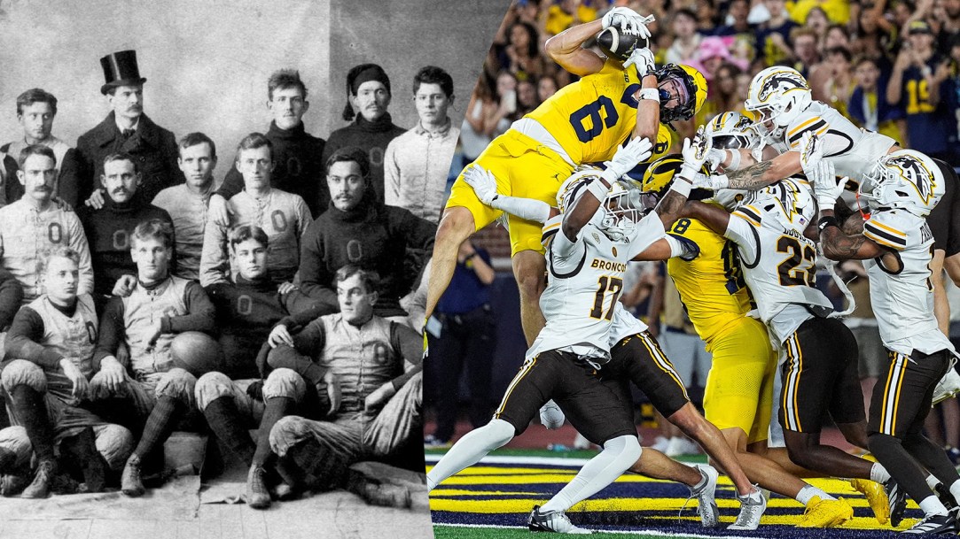 Michigan Oberlin college football 1892 controversy win loss train clock stoppage