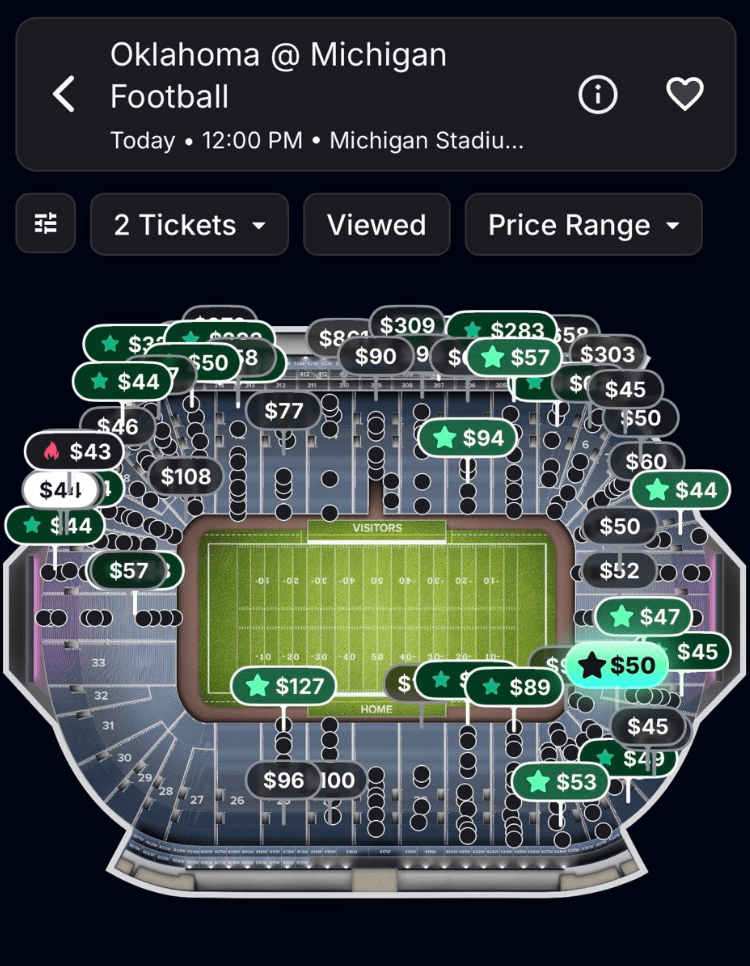 Oklahoma Michigan Ticket Price fans takeover