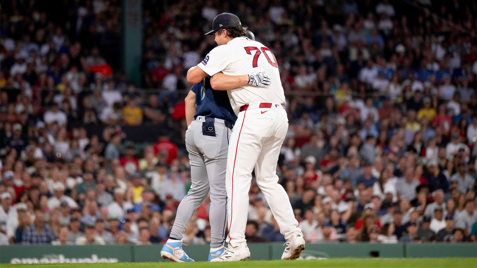 Boston Red Sox Pitcher Hugs Batter After Tagging Him Out Boston Red Sox Pitcher Hugs Batter After Tagging Him Out