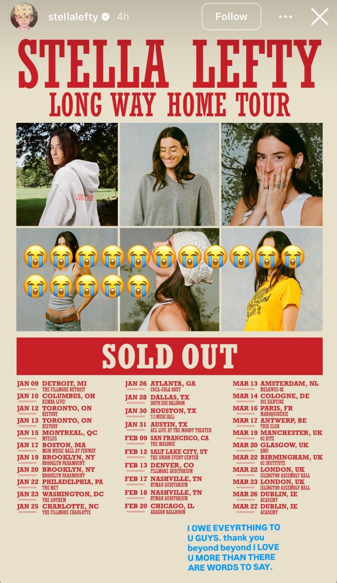 Stella Lefty Sold Out Tour