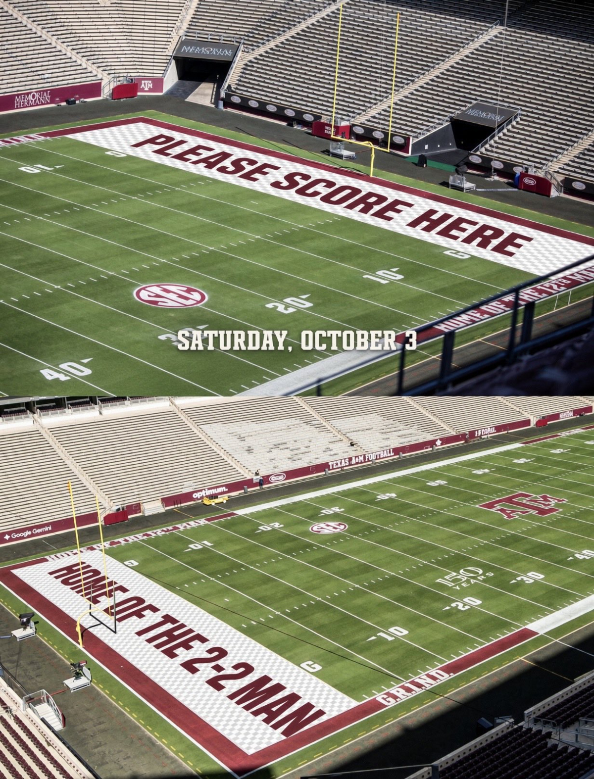 Texas A&M trolled with memes about new end zone in stadium please score plea