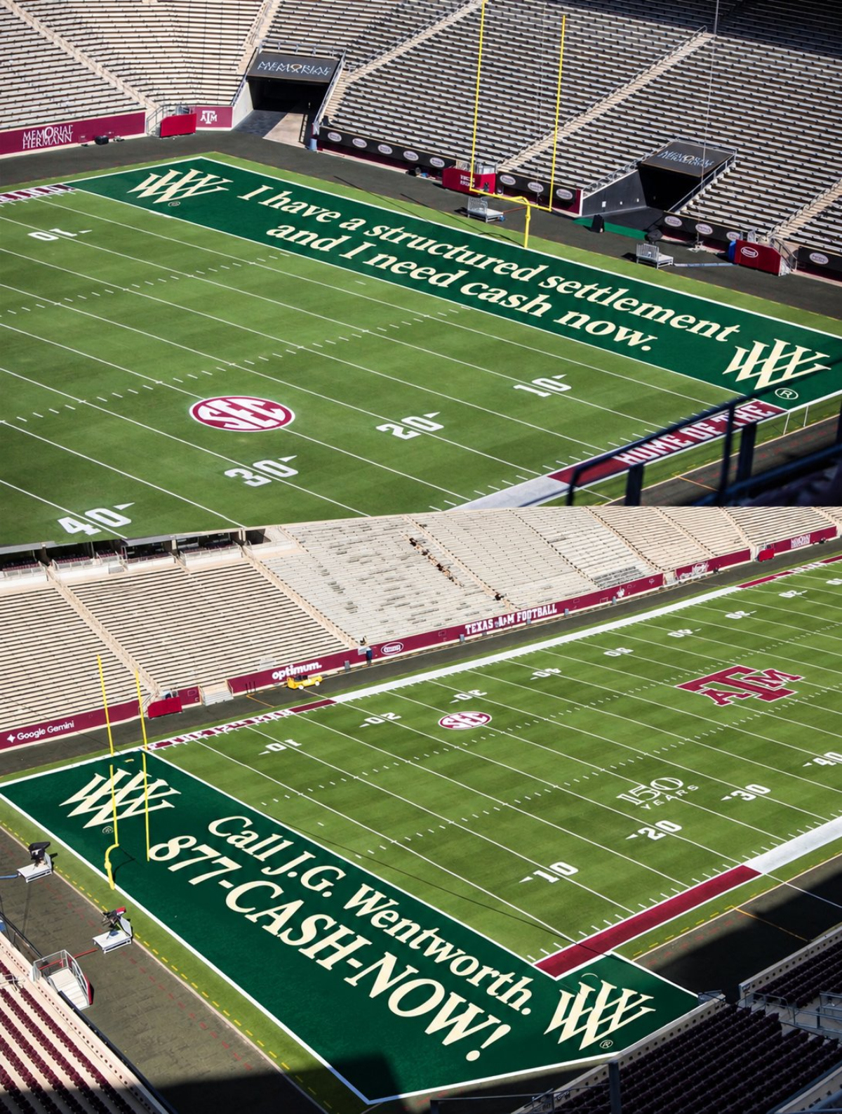 Texas A&M trolled with memes about new end zone in stadium JG Wentworth jingle