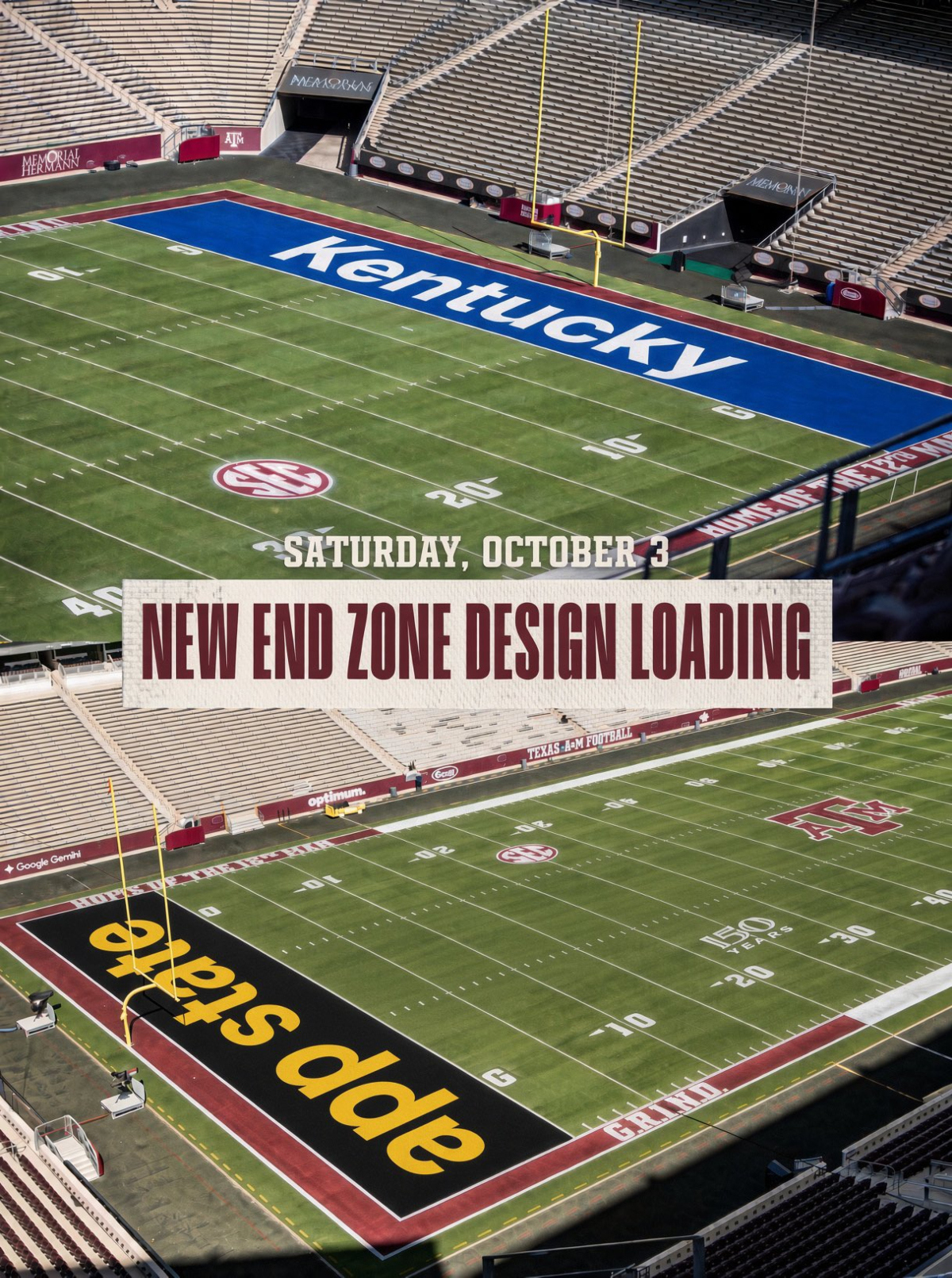 Texas A&M trolled with memes about new end zone in stadium kentucky and app state