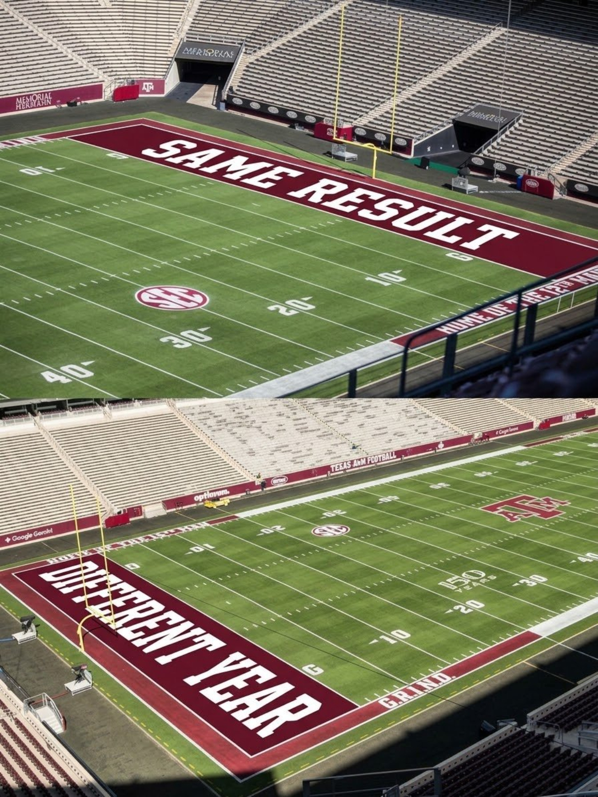 Texas A&M trolled with memes about new end zone in stadium same result joke