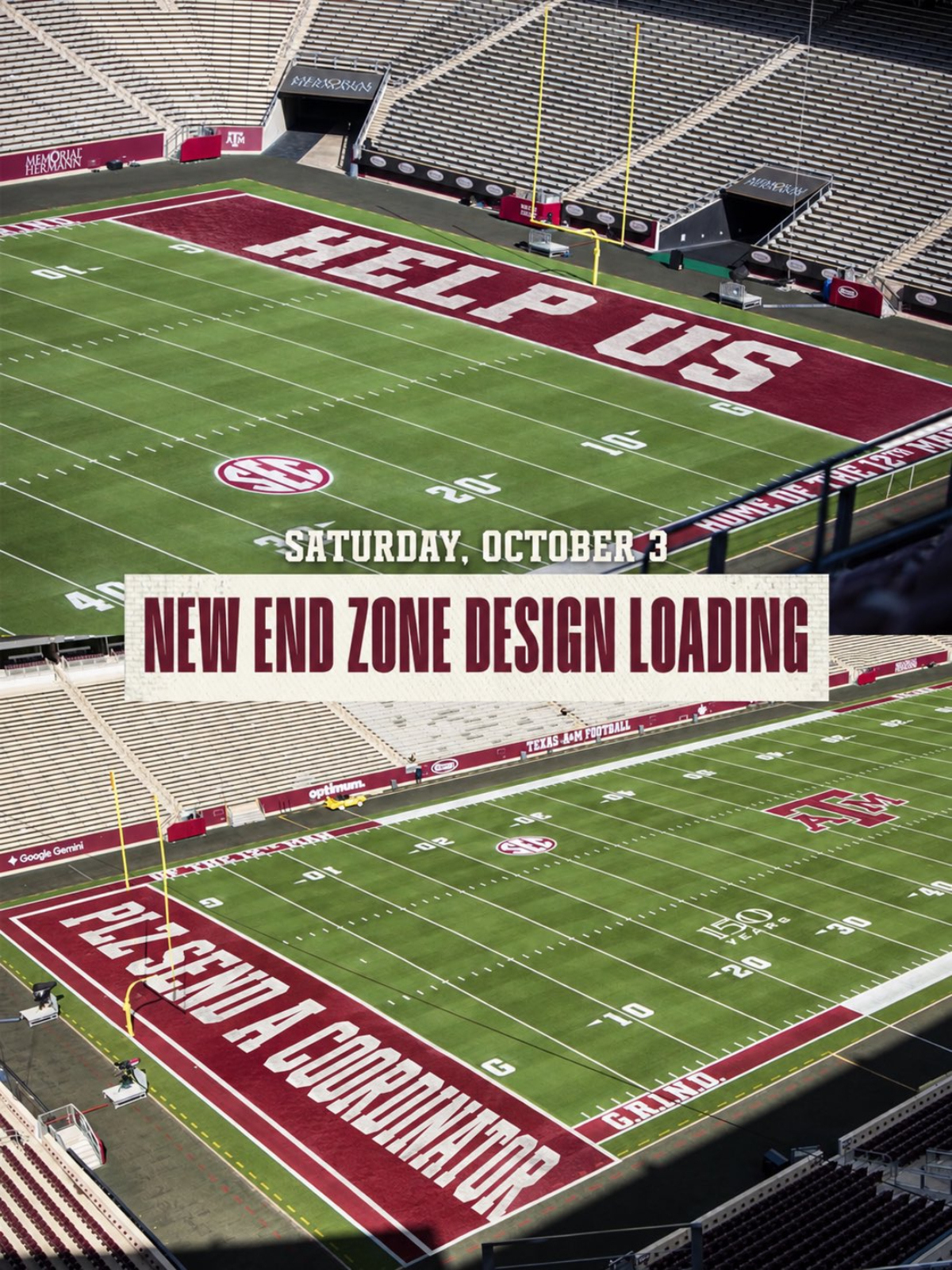 Texas A&M trolled with memes about new end zone in stadium cry for help
