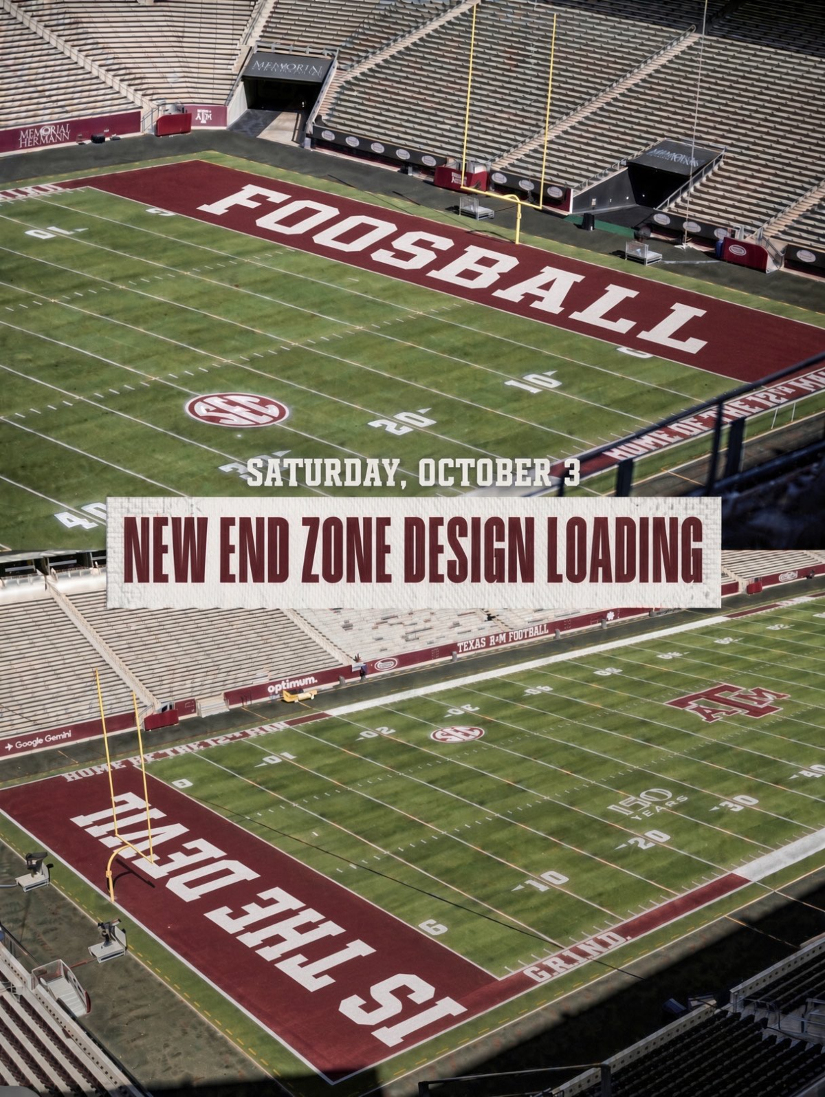 Texas A&M trolled with memes about new end zone in stadium foosball quote