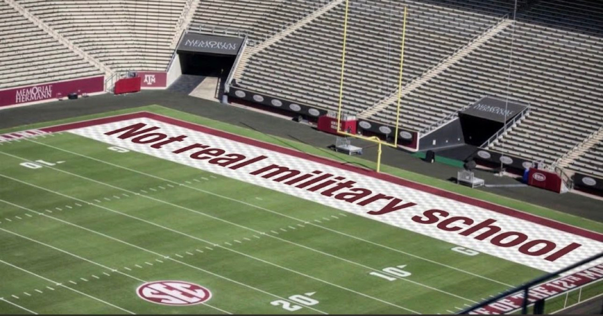 Texas A&M trolled with memes about new end zone in stadium not a real military school