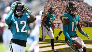 Travis Hunter first interception ball boy josh hines-allen keep football jaguars altercation video