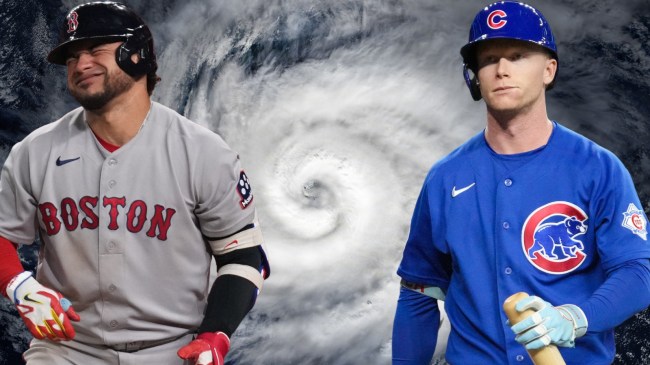 Wilson Contreras and Pete Crow-Armstrong next to Nor'easter