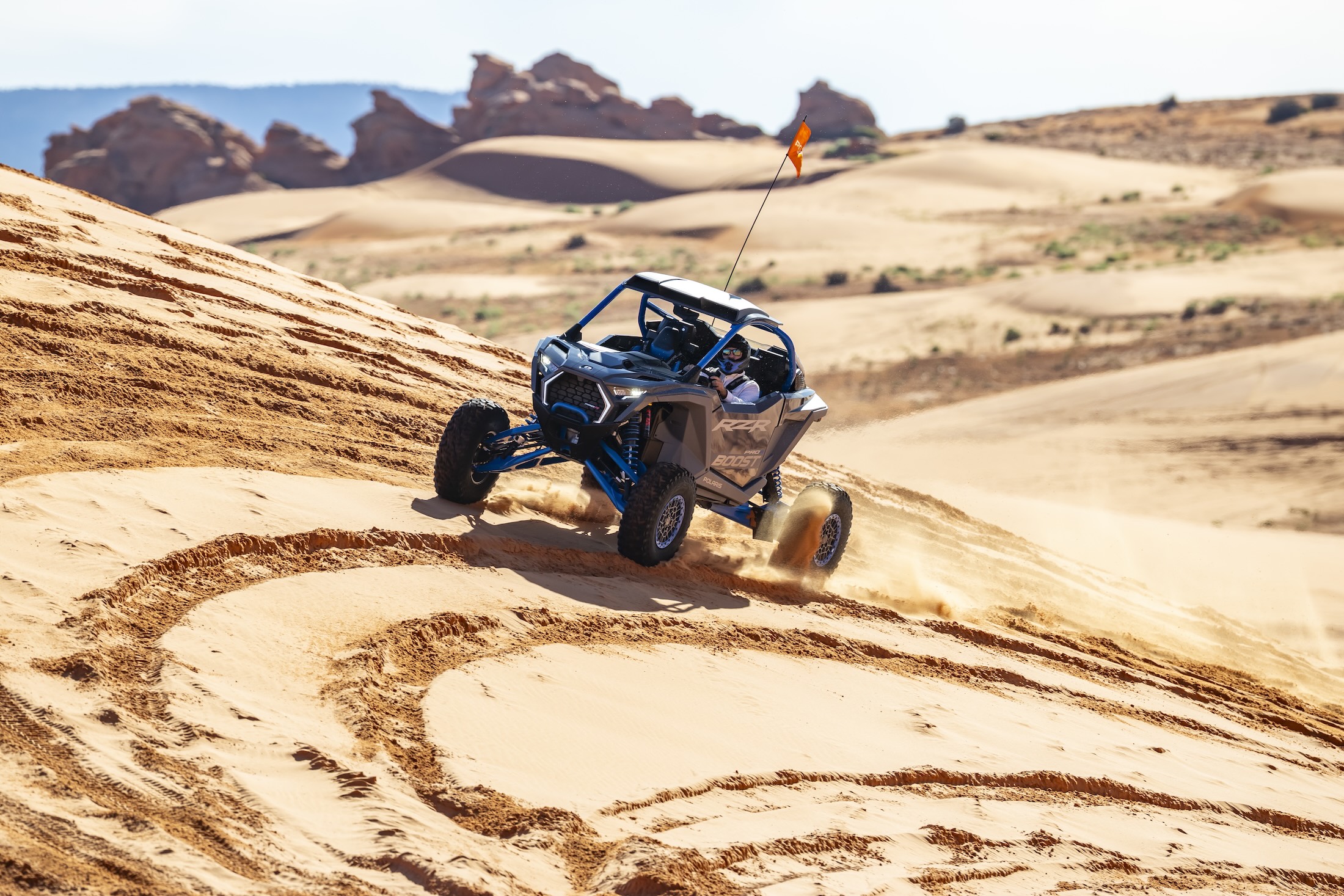 Off-roading in the 2027 Polaris RZR Pro R Boost in Sand Hollow, Utah