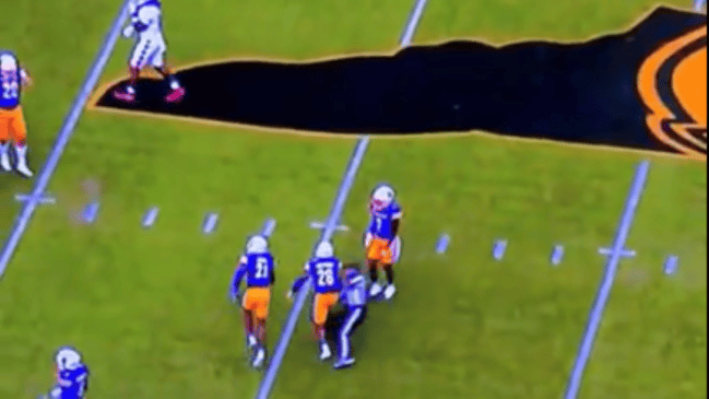 East Carolina defensive back David Coleman Jr. is injured by a sliding referee.