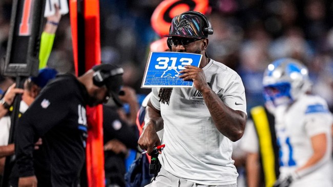 Detroit Lions defensive coordinator Kelvin Sheppard on the sideline during the first half against Carolina Panthers at Bank of America Stadium in Charlotte on Sunday, Oct. 4, 2026.