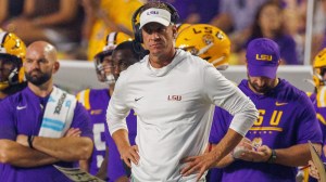 Lane Kiffin on the sideline.