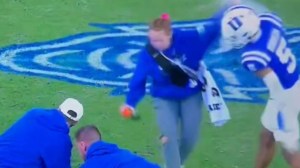 Duke player slaps female staff member.