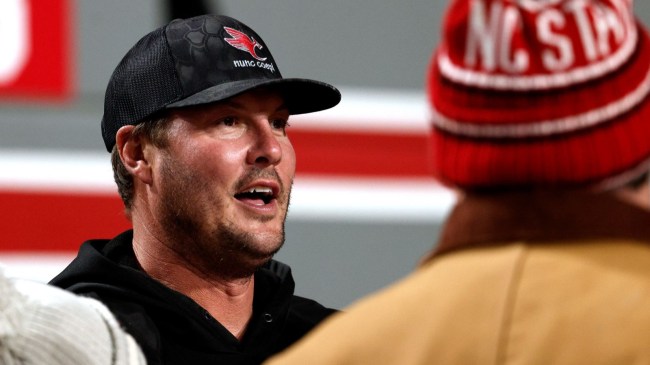 Former NC State quarterback Philip Rivers attends the game between the North Carolina Tar Heels and the NC State Wolfpack at Carter-Finley Stadium on November 29, 2025 in Raleigh, North Carolina.