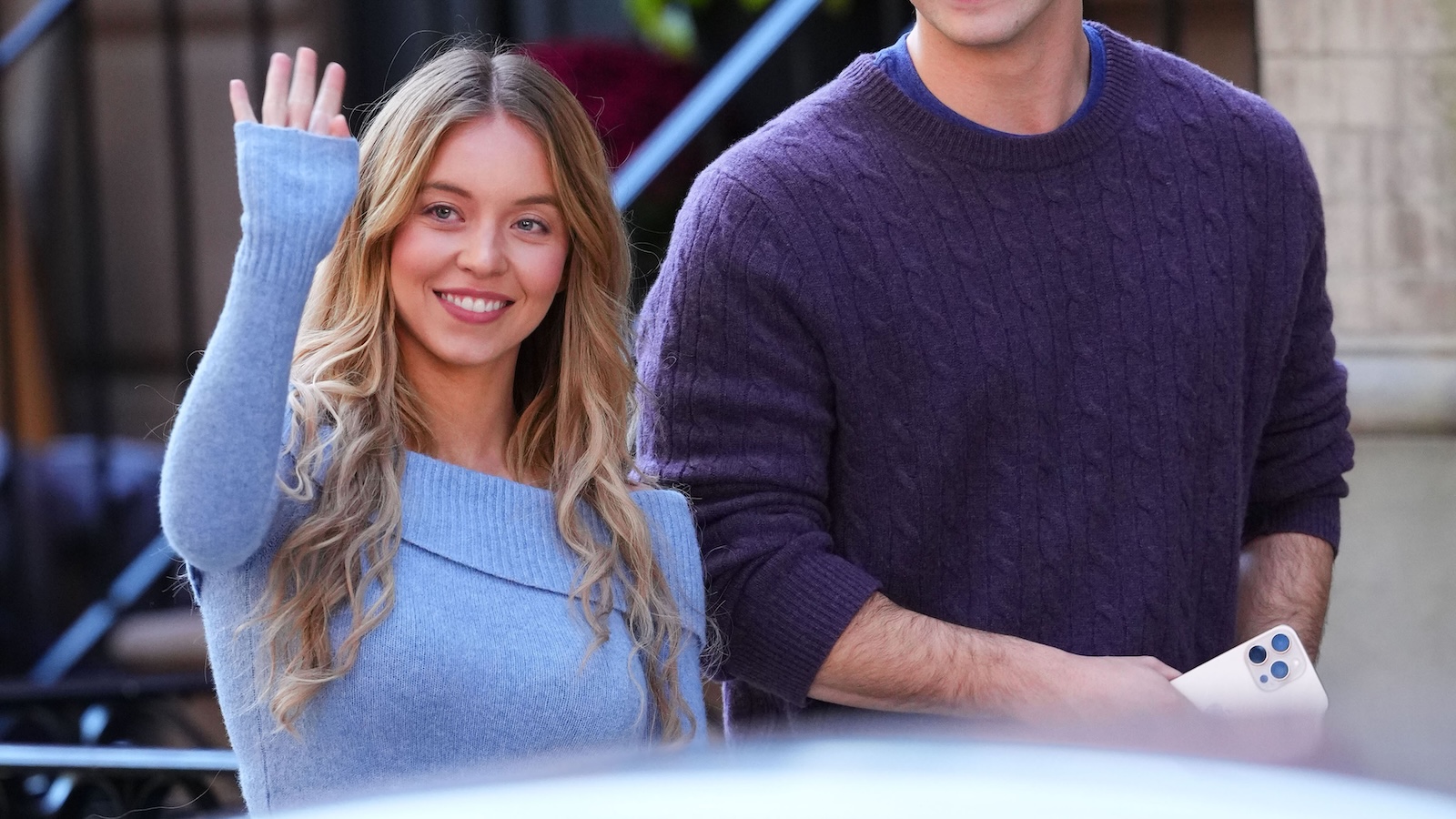 HOBKEN, NJ - OCTOBER 15:  Sydney Sweeney and Stephen Kalyn are seen on the set of "The Housemaid's Secret" on October 15, 2026 in Hoboken, New Jersey