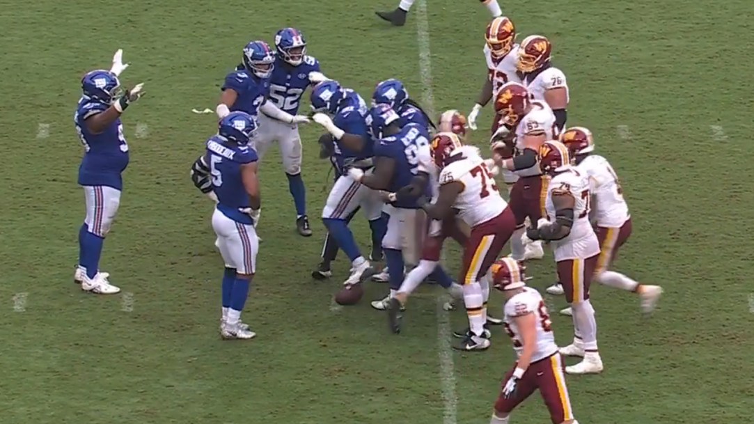Darius Alexander ball step commanders spike stop clock fail overtime jayden daniels
