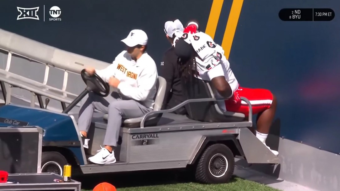 Josh Hough Cincinnati Football injury cart drive into wall west virginia pain