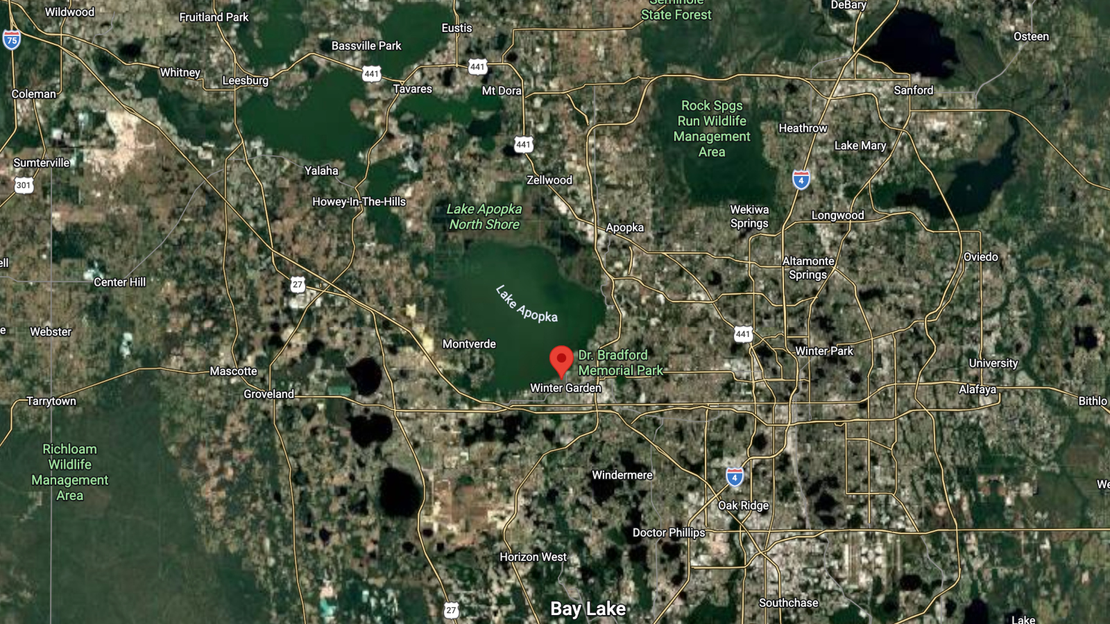 Map of Lake Apopka region in Central Florida