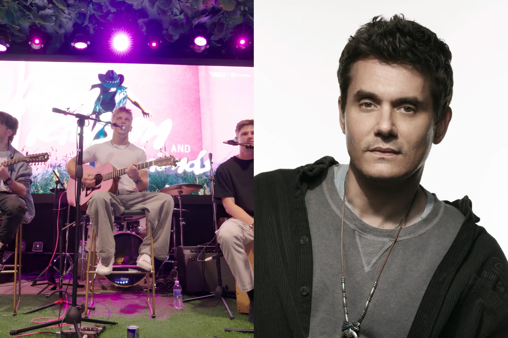 F1 driver Liam Lawson and John Mayer