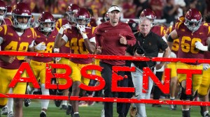 Lincoln Riley Trojan Walk absent missing late arrival warmups usc football pregame entrance