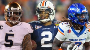 Notre Dame LB Manti Te'o, Auburn QB Cam Newton, and Boise State RB Ashton Jeanty