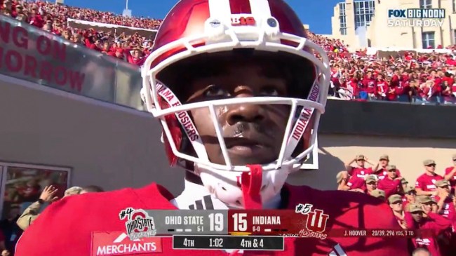 Nick Marsh ohio State indiana drop touchdown gambling spread out of bounds