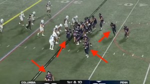 Penn Columbia field goal explanation kicker spike stop clock management