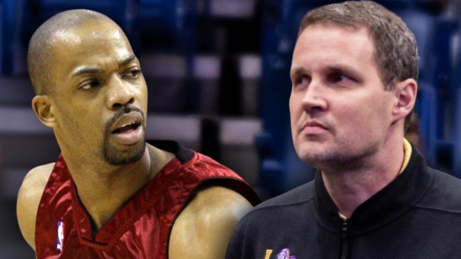 Rafer Alston next to LSU coach Will Wade