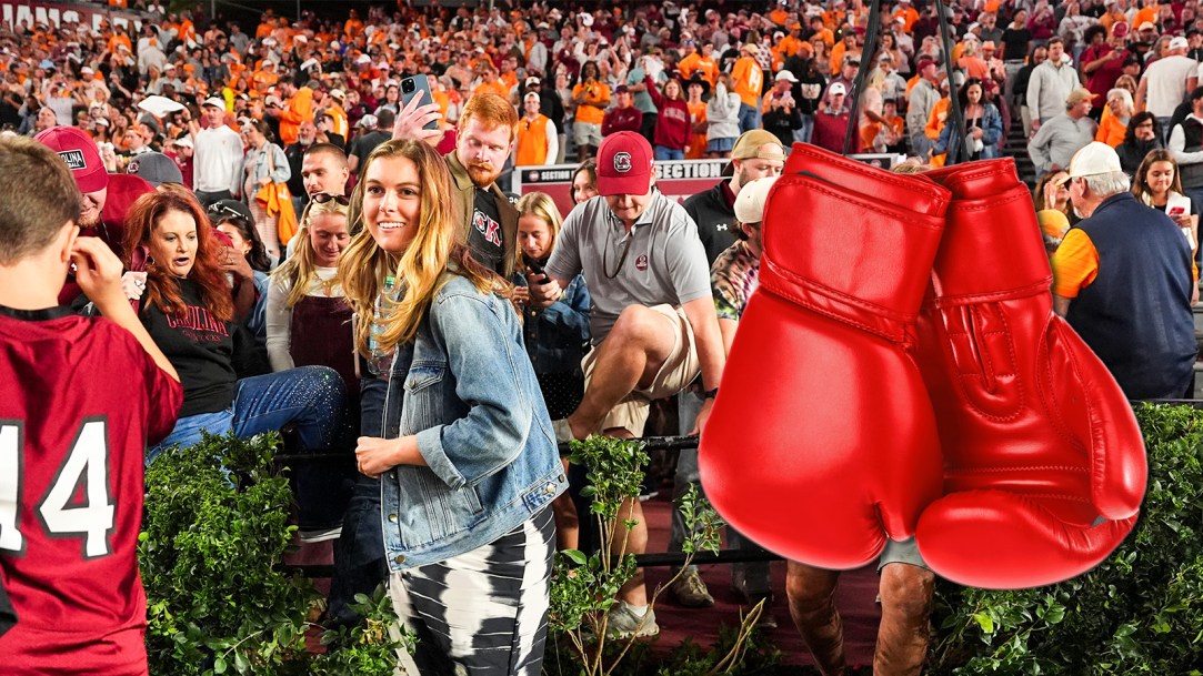 Tennessee South Carolina football field storm punch jeremiah telander ai video