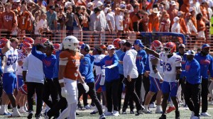 Texas fan middle finger Florida Gators on field college football video