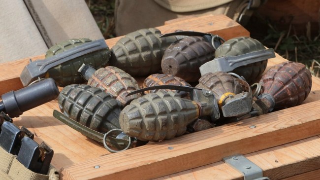 Hand grenades used by the Army in World War II