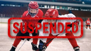 Youth hockey players under suspended stamp